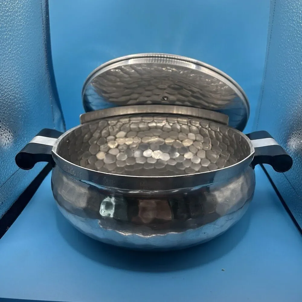 Vintage MMM Spain Hammered Aluminum Covered Casserole Incomplete No Glass Dish
